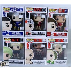 LOT OF SIX FUNKO POPS: UFC/ WWE & FOOTBALL PACK