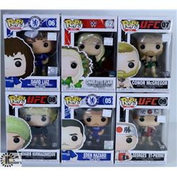 LOT OF SIX FUNKO POPS: UFC/ WWE & FOOTBALL PACK