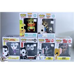 LOT OF SIX FUNKO POPS: ASSORTED ANIMATION PACK.