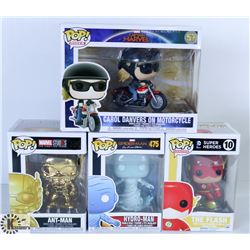 LOT OF FIVE FUNKO POPS: ASSORTED MARVEL & DC PACK
