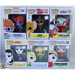 LOT OF SIX FUNKO POPS: ASSORTED ANIMATION PACK.
