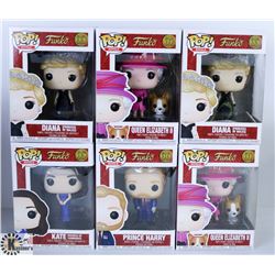 LOT OF SIX FUNKO POPS: ASSORTED ROYALS PACK.