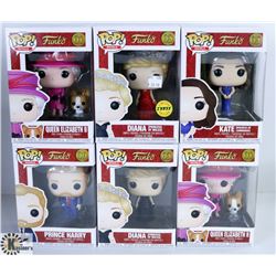 LOT OF SIX FUNKO POPS: ASSORTED ROYALS PACK.