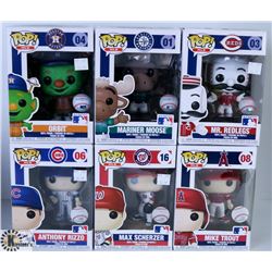 LOT OF SIX FUNKO POPS: ASSORTED MLB PACK.
