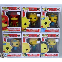 LOT OF SIX FUNKO POPS: ASSORTED SIMPSONS PACK.