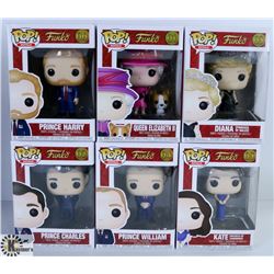 LOT OF SIX FUNKO POPS: ASSORTED ROYALS PACK.