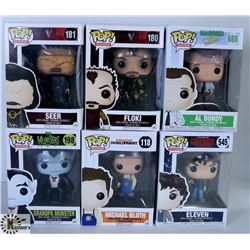 LOT OF SIX FUNKO POPS: ASSORTED TV SHOWS PACK.