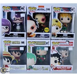 LOT OF SIX FUNKO POPS: ASSORTED ANIMATION PACK.