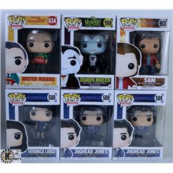LOT OF SIX FUNKO POPS: ASSORTED TV SHOWS PACK.
