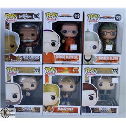 LOT OF SIX FUNKO POPS: ASSORTED TV SHOWS PACK.