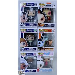 LOT OF SIX FUNKO POPS: ASSORTED ANIMATION PACK.
