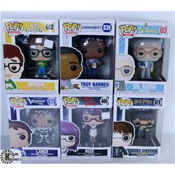 LOT OF SIX FUNKO POPS: ASSORTED VARIETY PACK.