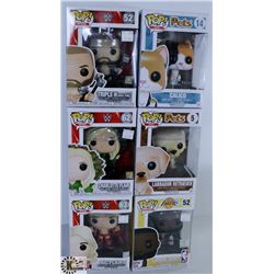 LOT OF SIX FUNKO POPS: ASSORTED VARIETY PACK.