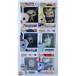 LOT OF SIX FUNKO POPS: ASSORTED VARIETY PACK.