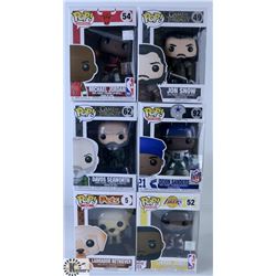 LOT OF SIX FUNKO POPS: ASSORTED VARIETY PACK.