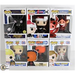 LOT OF SIX FUNKO POPS: RANDOM VARIETY INCLUDES