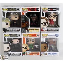 LOT OF SIX FUNKO POPS: RANDOM VARIETY INCLUDES