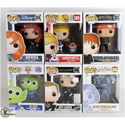LOT OF SIX FUNKO POPS: RANDOM VARIETY INCLUDES