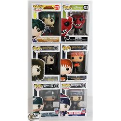 LOT OF SIX FUNKO POPS: RANDOM VARIETY INCLUDES