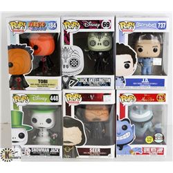 LOT OF SIX FUNKO POPS: RANDOM VARIETY INCLUDES