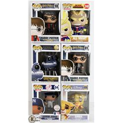 LOT OF SIX FUNKO POPS: RANDOM VARIETY INCLUDES