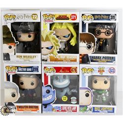 LOT OF SIX FUNKO POPS: RANDOM VARIETY INCLUDES