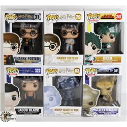 LOT OF SIX FUNKO POPS: RANDOM VARIETY INCLUDES
