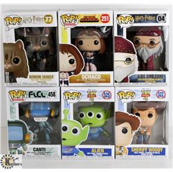 LOT OF SIX FUNKO POPS: RANDOM VARIETY INCLUDES