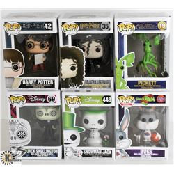 LOT OF SIX FUNKO POPS: RANDOM VARIETY INCLUDES