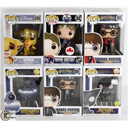 LOT OF SIX FUNKO POPS: RANDOM VARIETY INCLUDES