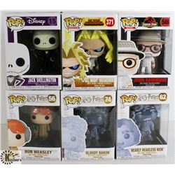 LOT OF SIX FUNKO POPS: RANDOM VARIETY INCLUDES