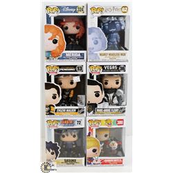 LOT OF SIX FUNKO POPS: RANDOM VARIETY INCLUDES