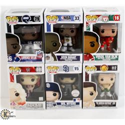 LOT OF SIX FUNKO POPS: RANDOM VARIETY INCLUDES