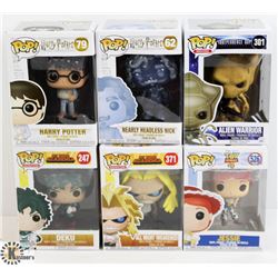 LOT OF SIX FUNKO POPS: RANDOM VARIETY INCLUDES
