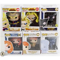 LOT OF SIX FUNKO POPS: RANDOM VARIETY INCLUDES