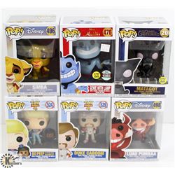 LOT OF SIX FUNKO POPS: RANDOM VARIETY INCLUDES