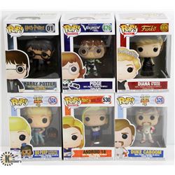 LOT OF SIX FUNKO POPS: RANDOM VARIETY INCLUDES
