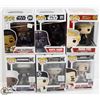 LOT OF SIX FUNKO POPS: RANDOM VARIETY INCLUDES