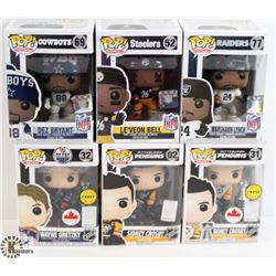 LOT OF SIX FUNKO POPS: FOOTBALL AND HOCKEY,