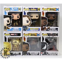 LOT OF 6 ASSORTED FUNKO POP VINYL FIGURES.