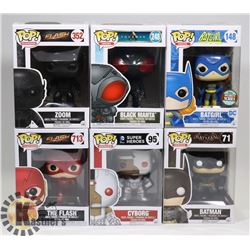 LOT OF 6 ASSORTED FUNKO POP VINYL FIGURES.