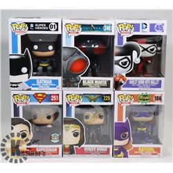 LOT OF 6 ASSORTED FUNKO POP VINYL FIGURES.