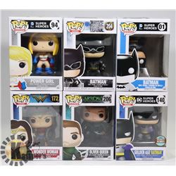 LOT OF 6 ASSORTED FUNKO POP VINYL FIGURES.