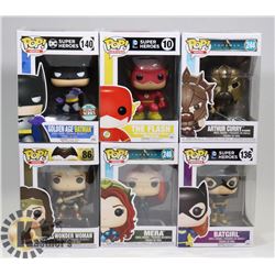 LOT OF 6 ASSORTED FUNKO POP VINYL FIGURES.