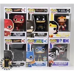LOT OF 6 ASSORTED FUNKO POP VINYL FIGURES.
