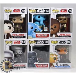LOT OF 6 ASSORTED FUNKO POP VINYL FIGURES.