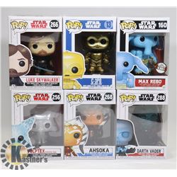 LOT OF 6 ASSORTED FUNKO POP VINYL FIGURES.