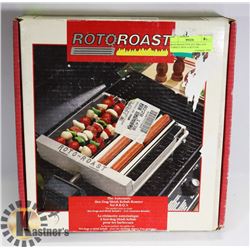ROTO-ROAST FITS ANY BBQ AND TURNS IT INTO A HOTDOG