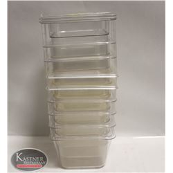 LOT OF 9 - 1/6 SIZE POLYCARB INSERTS W/ 2 LIDS