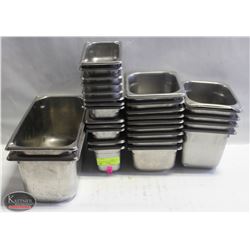 LOT OF ASSORTED STAINLESS STEEL FOOD INSERTS